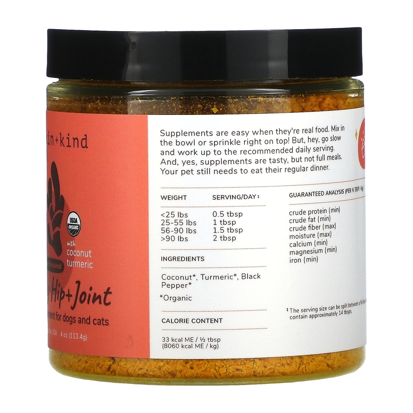 Organic Hip+Joint Supplement for Dogs & Cats (Medium) - 4 Oz